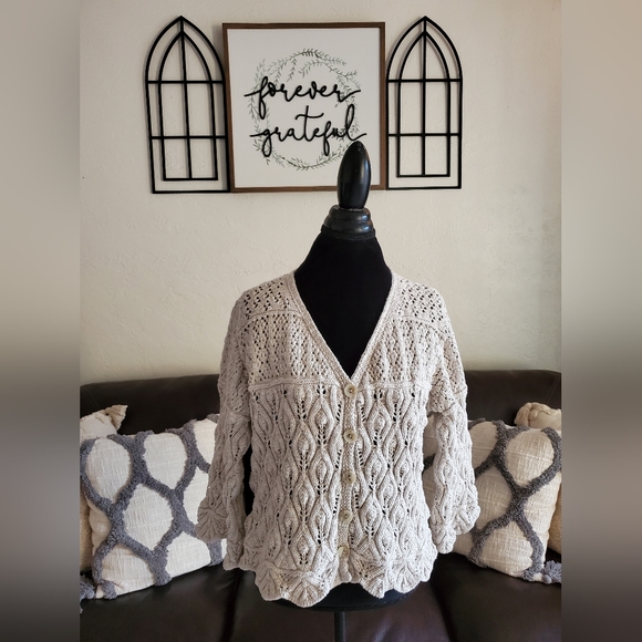 Aran Crafts 82% Cotton 12% Linen Crochet Cover Shrug Size XXL Boho Chic Classic